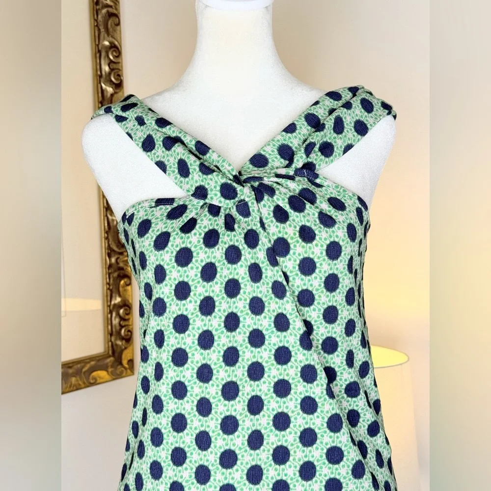 Maeve Anthropologie Green Navy Dot Twist Strap Tank Top Size M NWT - Picture 3 of 12